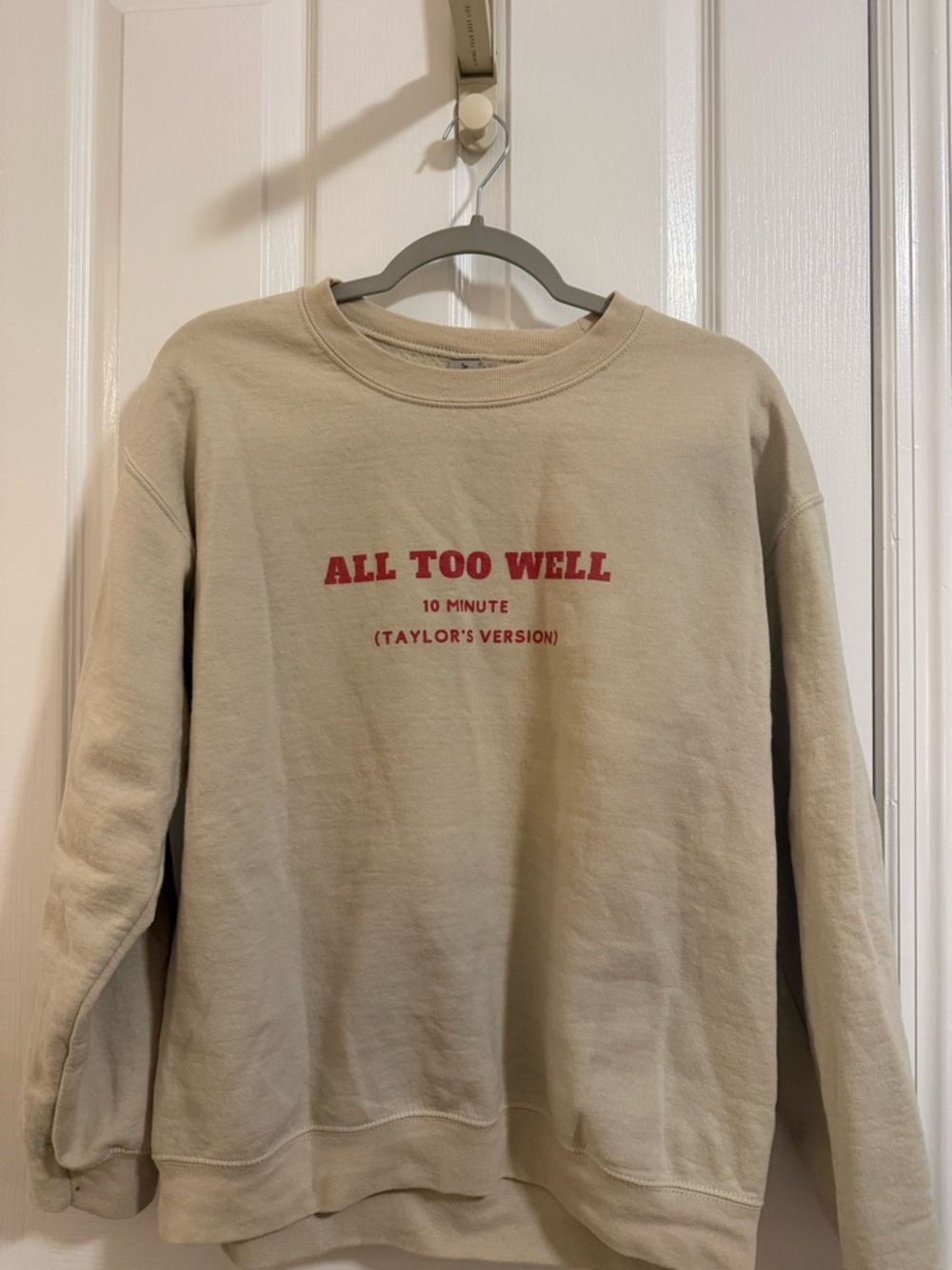 All Too Well Taylor's Version Taylor Swift Beige Sweatshirt with Red Print